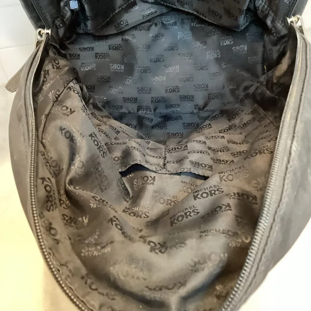 Michael Kors Backpack Jet Set Nylon Black Back Pack Purse Pocketbook Bag